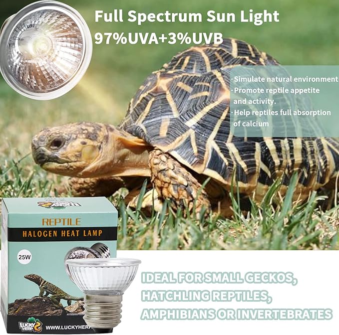 LUCKY HERP 4 Pack 50W UVA UVB Reptile Light Bulbs, Heat Lamp Bulbs for Reptiles and Amphibians, Basking Light Bulb for Turtle, Bearded Dragon, Lizard Heating Use LUCKYHERP