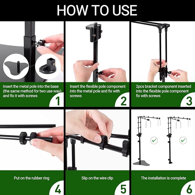 REPTI ZOO Reptile Dual Lamp Stand Adjustable Light Holder Lamp Hanging Bracket Metal Support for Reptile Glass Terrarium Heating Light Amphibians Cage REPTIZOO