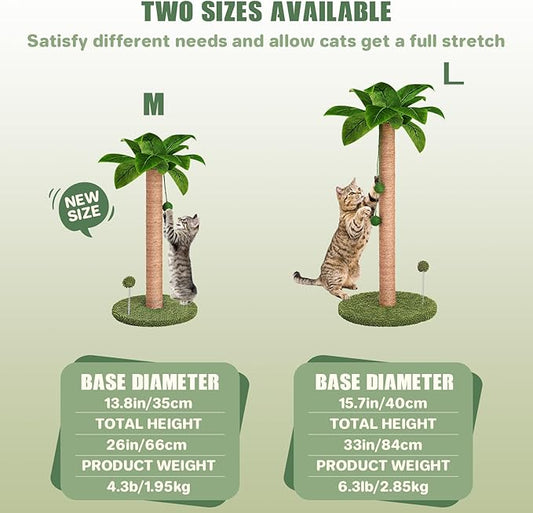 Dohump Cat Scratching Post, 26" Kitten Scratching Post with Premium Sisal Rope, Cute Cat Tree with Dangling and Spring Ball Toys for Indoor Small Cats - PAWPICO