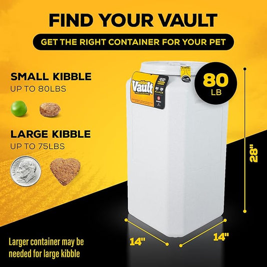 Gamma2 Vittles Vault Airtight Dog Food Storage Container - Fits up to 80 Pounds of Dry Pet Food - Perfect for Large Breeds and Livestock - BPA-Free Plastic - Made in the USA - 14" L x 28" H - PAWPICO