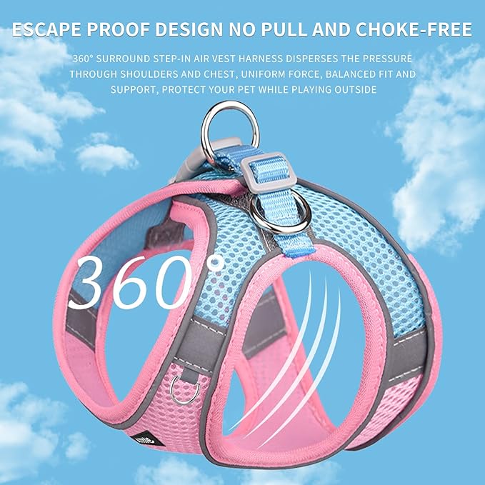 AIITLE Small Harness for Puppy with A Leash - Spring Dog Vest Harness with Super Breathable Mesh, Reflective No-Pull Pet Harness for Outdoor Walking, Camping for Small Dogs, Cats Pink XXS AIITLE-FORPETSBETTERLIFE