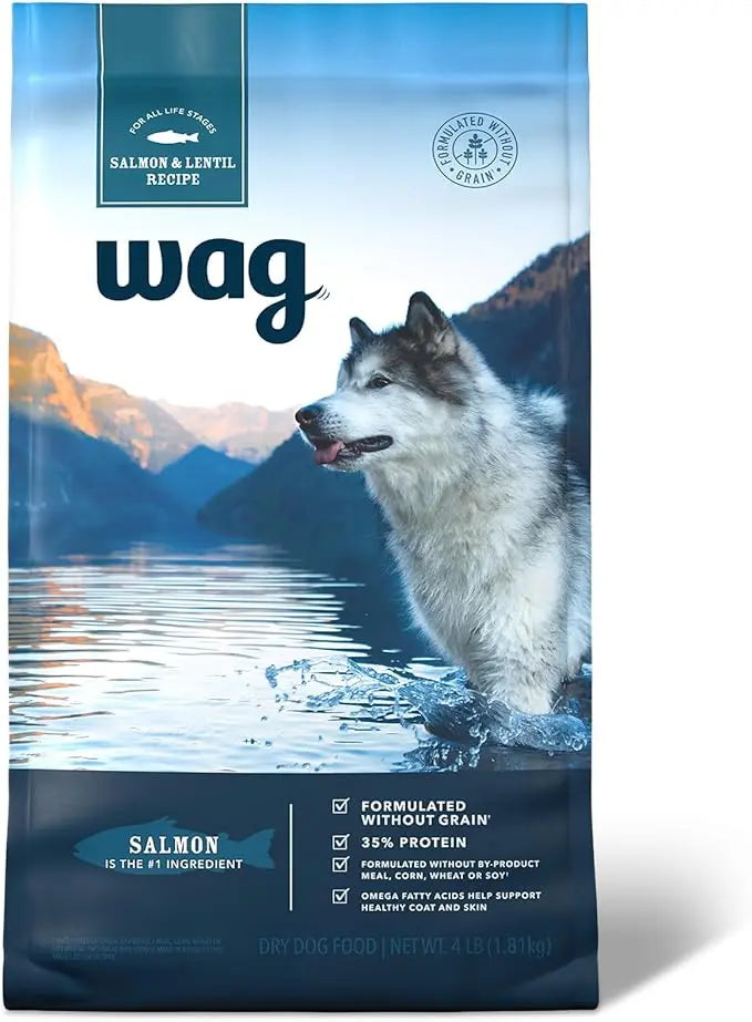 Amazon Brand - Wag Dry Dog Food Grain-Free Salmon & Lentil Recipe, High Protein (4 lb bag) - PAWPICO