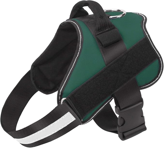 Bolux Dog Harness, No-Pull Reflective Dog Vest, Breathable Adjustable Pet Harness with Handle for Outdoor Walking - No More Pulling, Tugging or Choking (Dark Green, M) Bolux