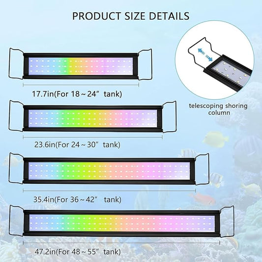 35W LED Aquarium Light for Plants,Full Spectrum Fish Tank Light with Timer,24/7 Lighting Cycle,Daylight Moonlight Mode Aquarium LED Light for 24"-30" Freshwater Planted Tank USDGTKN