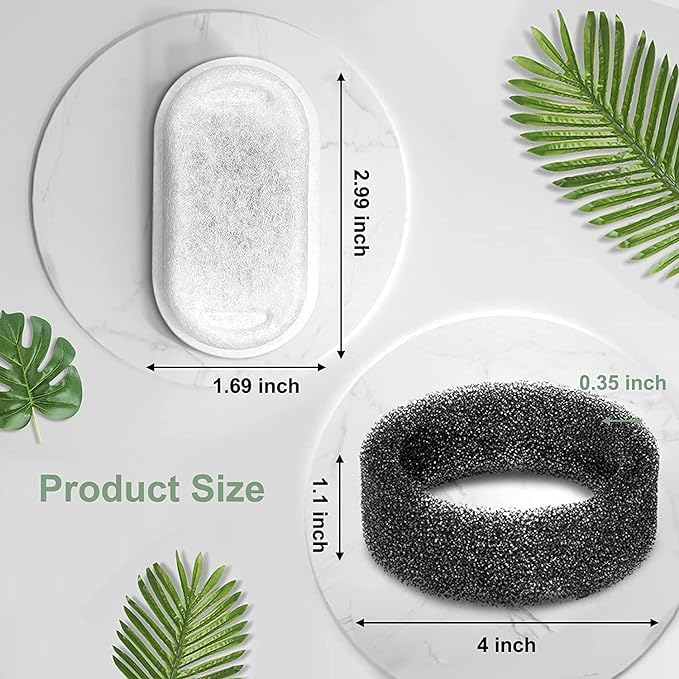 Cat Water Fountain Filters, Compatible with Stainless Steel Pet Fountain 8 Filters with 8 Sponges Replacement Filters for Cat Fountain (16 Filters& 16 Sponges) - PAWPICO