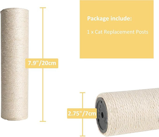 Dimaka Cat Scratching Post Replacement Pole, Cardboard and Sisal(Beige-1 Post, 7.9 in / 20 cm) - PAWPICO