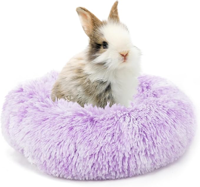 Bunny Bed Rabbit Hideout Large Soft & Comfortable Small Animal Bedding Cozy Bed Mat Warm Hideaway Cage Accessories for Guinea Pig White and Purple - PAWPICO