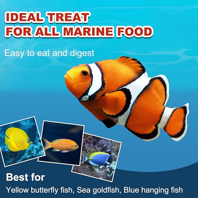 Marine Fish Food - Natural High Protein Saltwater Fish Food Color Enhancement for Clownfish Reef Fish Butterfly Fish Sea Goldfish Acanthurfish Other Small Sea Fish yizeril