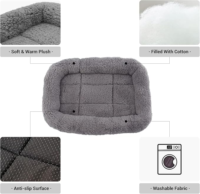 lesypet Cat Beds for Indoor Cats, 22" x 16" Pet Bed Curl Sleep Plush Cushion with Pillow, Non-Slip Bottom Washable Pet Mat for Small Dogs Pet, Medium - PAWPICO