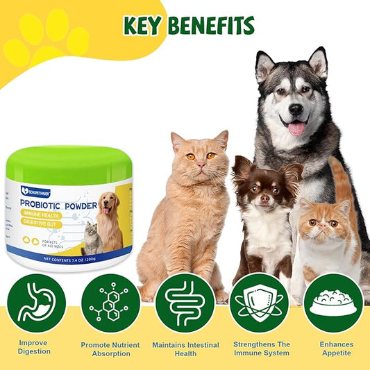 Pet Probiotics Active Peptide Powder Supplement for Dogs & Cats of All Ages with Immunoglobulin,Saccharomyces Boulardii & Bacillus Subtilis – Supports Immune & Digestive Health (200g/7.4 oz) PAWPICO
