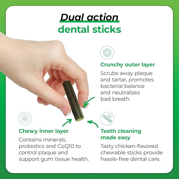 VetriScience Perio Plus Dental Sticks for Dogs - Advanced Dog Breath Freshener - Dual Action Dog Teeth Cleaning Chews for Plaque Control & Fresh Breath, 30 Sticks, Chicken Flavor VetriScienceLaboratories