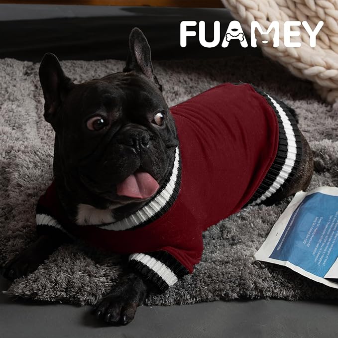 FUAMEY Dog Pullover Sweatshirt,Dog Winter Sweaters Warm Dog Clothes Dog Vest Thick Puppy Pullover Soft Pet Fleece Sweater Cute Doggie Boy Girl Outfit for Small Medium Dogs Wine-red XL - PAWPICO
