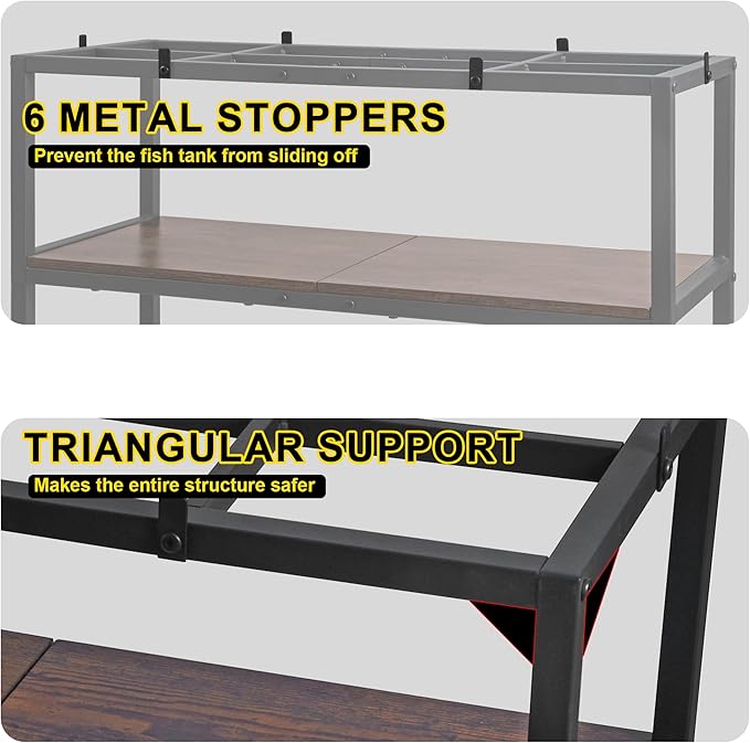 UrbanRoots 30 gallon fish tank stand for Home Office(Black),2 Tiers aquarium stand with Shelf for Storage,fish tank table 30" L x 12" W x 20.5" H,Breeder Tank Turtle Reptile Terrariums Stand Rack PAWPICO