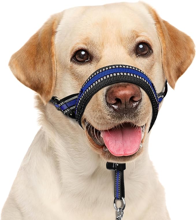 BARKLESS Soft Dog Head Collar, Padded No Pull Head Halter, Training Nose Leash with Safety Link for Medium Large Dogs, Adjustable Muzzle Leash, Easy Control for Walking Barkless