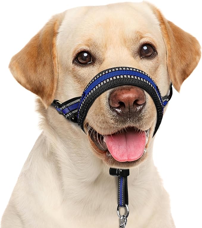 BARKLESS Soft Dog Head Collar, Padded No Pull Head Halter, Training Nose Leash with Safety Link for Medium Large Dogs, Adjustable Muzzle Leash, Easy Control for Walking Barkless
