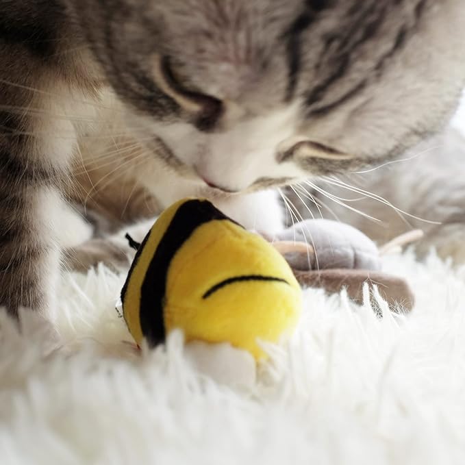 Gigwi Interactive Squeaking Cat Toy,Chirpy Bee Sound Toy for Cats,Melody Chaser Play Squeak Kitten Toy for Boredom - PAWPICO