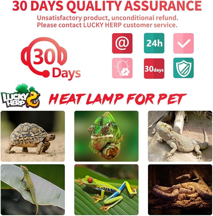 LUCKY HERP Infrared Heat Lamp 100W 2 Pack,Reptile & Amphibian Basking Spot Light Bulbs, Red Heat Lamp Bulbs for Reptiles, Bearded Dragon, Turtle, Lizard, Snake, Chicken LUCKYHERP