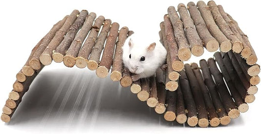 Hermit Crab Climbing Toys, Wooden Hermit Crab Hideout, Reptile Tank Habitat Decor, Bendable Ladder Bridge Tunnel Toys for Lizard Chameleon Hamster Rats Chinchilla Guinea Pig Rabbit Bearded Dragon Dnoifne