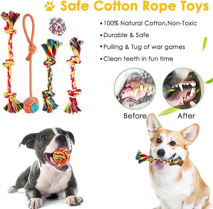 Dog Puppy Toys 25 Pack,Puppy Chew Toys for Fun and Teeth Cleaning,Dog Squeak Plush Toys, Squeaky Toy Balls, Tug of War Toys, Puppy Teething Toys, Dog Rope Toys Pack for Puppy to Small Dogs - PAWPICO