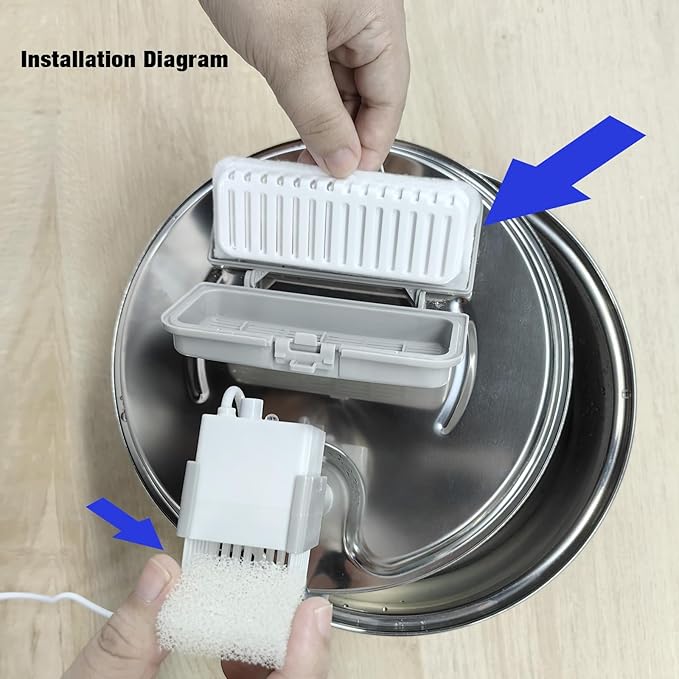 Cat Water Fountain Filters,Replacement Filter for 108oz/3.2L Cat Fountain,10 Packs Filters & 2 Sponges Set for Stainless Steel Pet Water Fountain (Model:PET-HS001-US) - PAWPICO