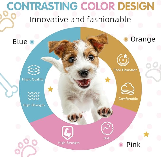 Tri-Color Harness for Medium Dog, Adjustable Step-in Design No Pull Dog Harness No Pull, Heavy Duty Puppy Harness, Easy Walk Medium Size Dog,M: 3/4''''W x Chest 19''- 25'''' Pawhuggies