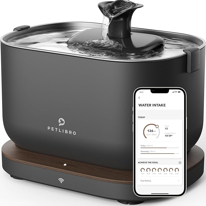 PETLIBRO App Monitoring Cat Water Fountain, 2.5L/84oz Dockstream Pet Water Fountains for Cats Indoor, Automatic Cat Water Dispenser for Drinking with 2.4G Wi-Fi, Smart Fountain, Stainless Steel Tray - PAWPICO