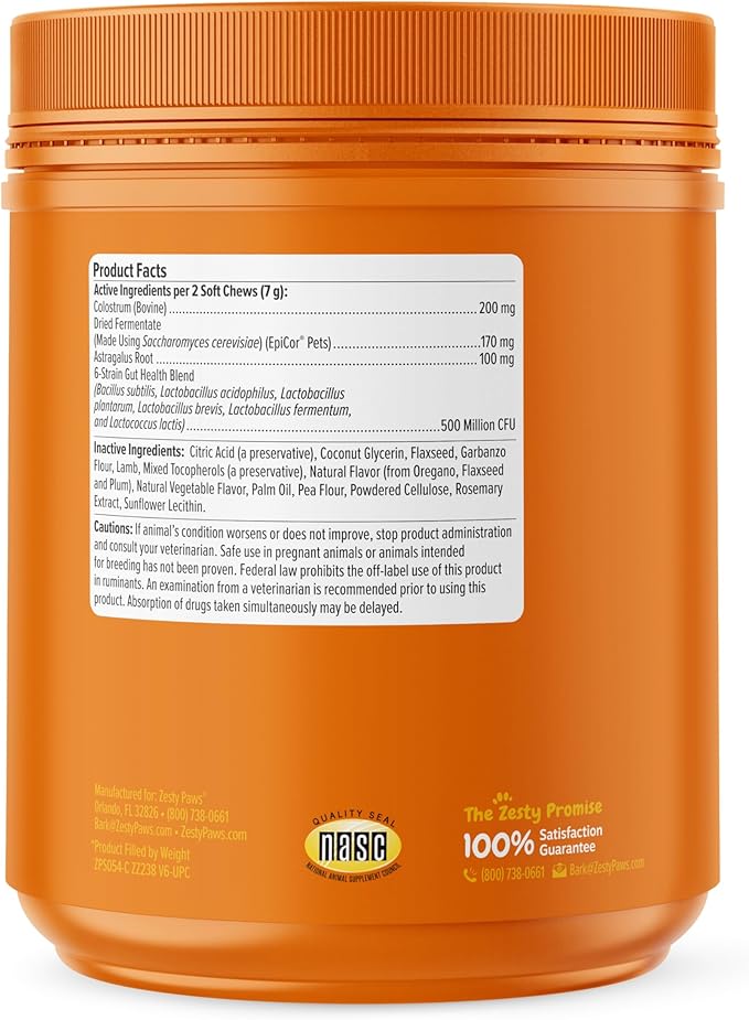 Zesty Paws Dog Allergy Relief- Dog Itching Skin Relief- Dog Probiotics for Itchy Skin and Itchy Ears- Dog Allergy Paw Relief- Dog Allergy Chews- Dog Itch Relief- Dog Skin Allergy Relief - Lamb - 250ct ZestyPaws