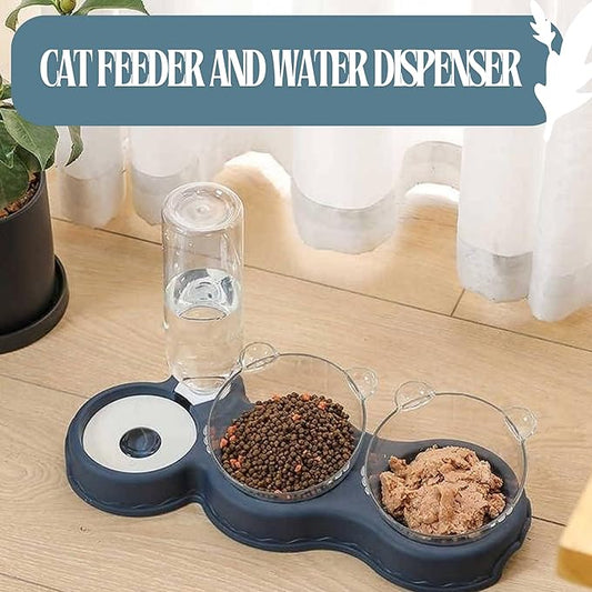 Cat Feeder and Water Dispenser Set - Pet Food Bowl, Cat Food Dispenser, Water Feeder for Cats and Dogs, All-in-One Pet Food and Water Dispenser Solution. - PAWPICO