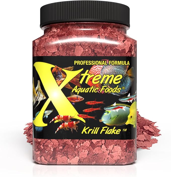 Xtreme Krill Flakes - Premium Max Protein Freshwater Fish Food with 100% Krill and Shrimp, & Vitamins for Optimal Immune and Digestive Health, Boosts Color & Energy – USA Farm Grown (3.5oz) XtremeAquaticFoods