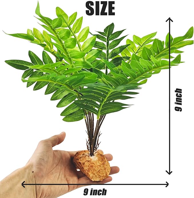 Woyrise Reptile Artificial Plants for Terrarium Decor, Amphibian Habitat Decorations Bearded Dragon Tank Accessories fit Crested Gecko Leopard Lizard Chameleon Ball Python Snake Frog - Fake Osmunda Woyrise