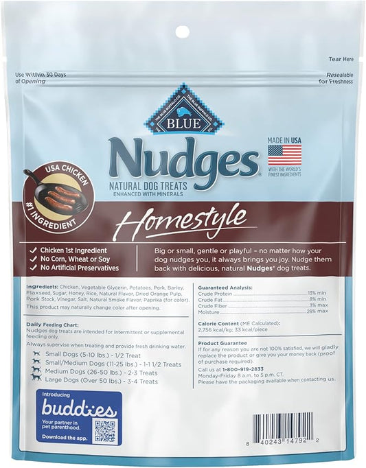 Blue Buffalo Nudges Homestyle Natural Dog Treats Chicken and Pork Bag - PAWPICO
