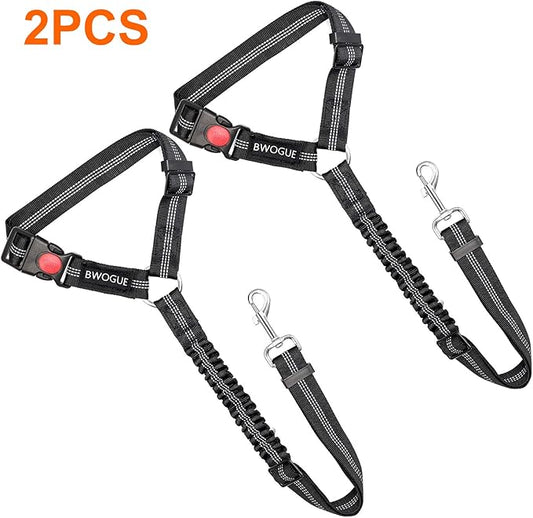 BWOGUE 2 Packs Dog Cat Safety Seat Belt Strap Car Headrest Restraint Adjustable Nylon Fabric Dog Restraints Vehicle Seatbelts Harness BWOGUEPetHome
