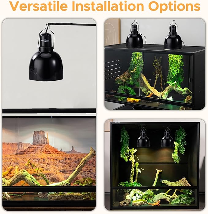 Reptile Light Fixture 2 Packs 5.5 Inch Deep Dome Lamp Cap,Optical Reflection Cover Reptile Enclosures ToxiRium