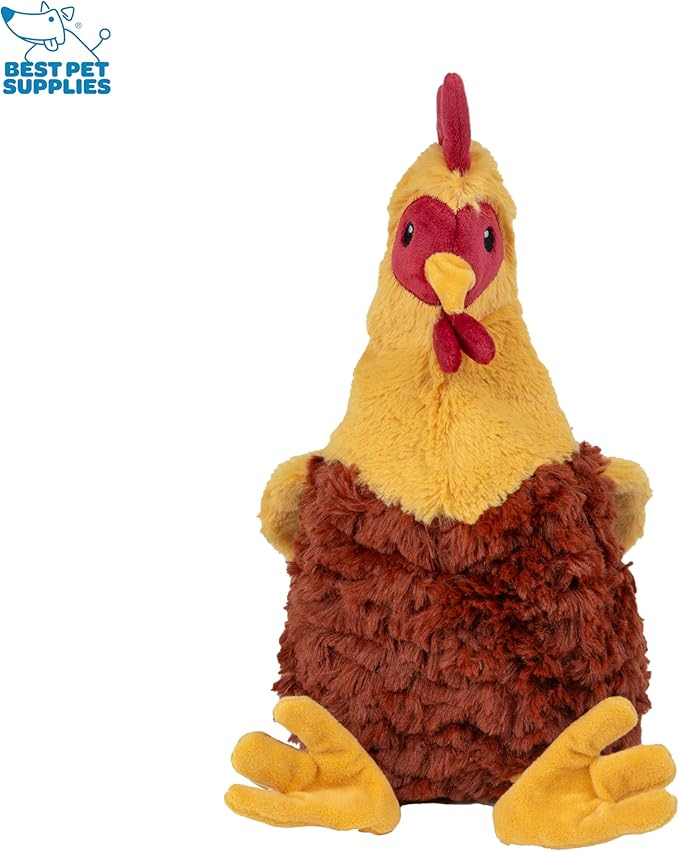 Best Pet Supplies Chicken Crinkle Plush Dog Toys for Interactive Play, Puppy and Senior Indoor Play, Colorful Chicken Toy Shape, Cute and Cuddly - Crinkle Chicken (Wine Red) - PAWPICO