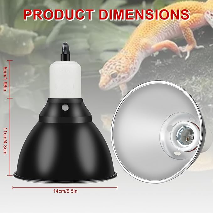 Reptile Lamp Bulb Fixture 5.5 Inch Deep Dome with Switch - Ideal for 60W/75W/100W/150W Heat Lamp Bulbs, Compatible with All E26 UVA/UVB/Basking Heat Bulbs, Supports Up to 150 watts BOEESPATDirect