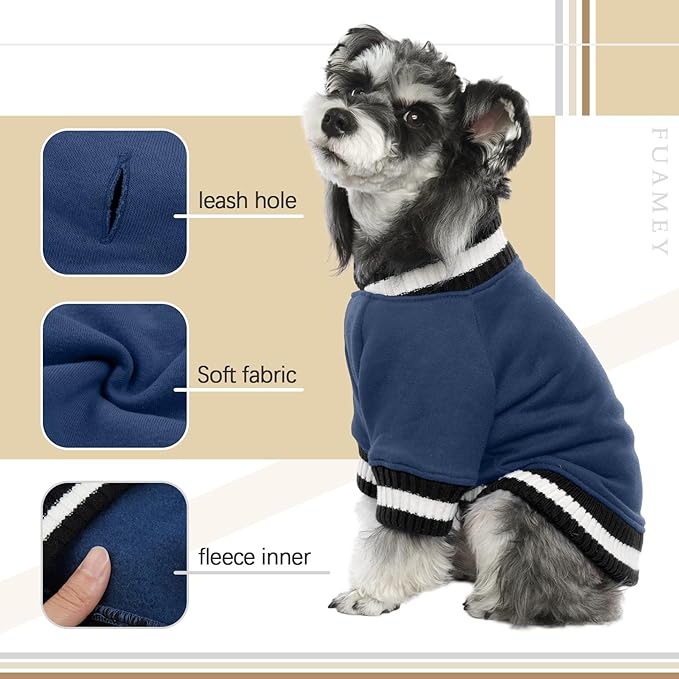 FUAMEY Dog Pullover Sweatshirt,Dog Winter Sweaters Warm Dog Clothes Dog Vest Thick Puppy Pullover Soft Pet Fleece Sweater Cute Doggie Boy Girl Outfit for Small Medium Dogs Blue L - PAWPICO