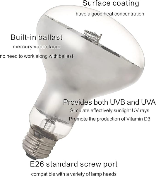 160W UVB UVA Reptile Basking Heat Light Bulbs UV Sun Lamp for Bearded Dragon Lizard Tortoise Turtle Amphibian 1 Pack YauldSun