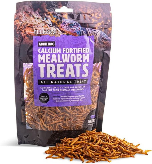 Fluker’s Grub Bag All Natural Calcium Fortified Mealworm Treats, Packed with Protein, Rich in Nutrients, A Reptile Favorite, 3 oz Flukers