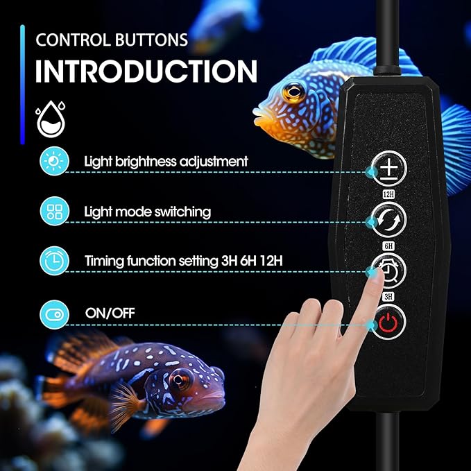 Zingbabu Fish Tank Lights, 40W RGBW Full Spectrum Aquarium Lights with Timer and Color Lights Modes, Adjustable Brightness Fish Lamp and Extendable Bracket for 48-55 Inch Aquarium ProfessionalPhotographyLight