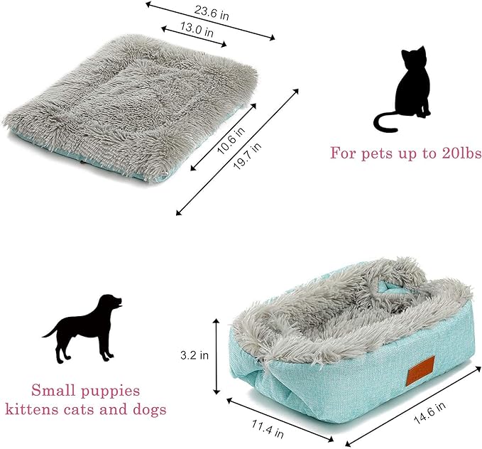 Cat Bed Small Dog Bed, Self Warming Cat Beds Self Heating Cat Dog Mat, Extra Warm Thermal Pet Pad for Indoor Outdoor Pets, Calming Dog Crate Bed Pet Cushion, 23.6x19.7inch - PAWPICO