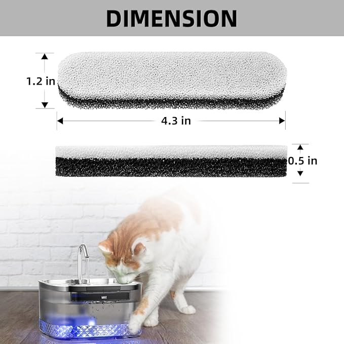Cat Water Fountain Filters, 6 Packs/Box Replacement Filters for MAILOFY WF220 Automatic Cat Water Fountain 75oz/2.2L, Activated Carbon 3-layer Filtration to Purify Water and Remove Odors - PAWPICO