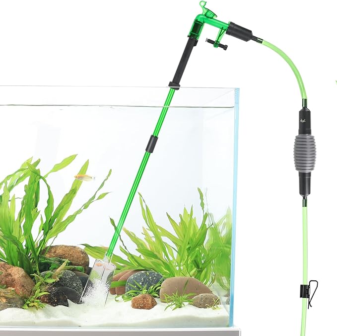 AQQA Aquarium Siphon Gravel Vacuum Fish Tank Cleaner kit,Stress Ball Python Water Changer,Extendable Length and Fixed On Fish Tank,Manually Water Changer Wash Sand (S) AQQA