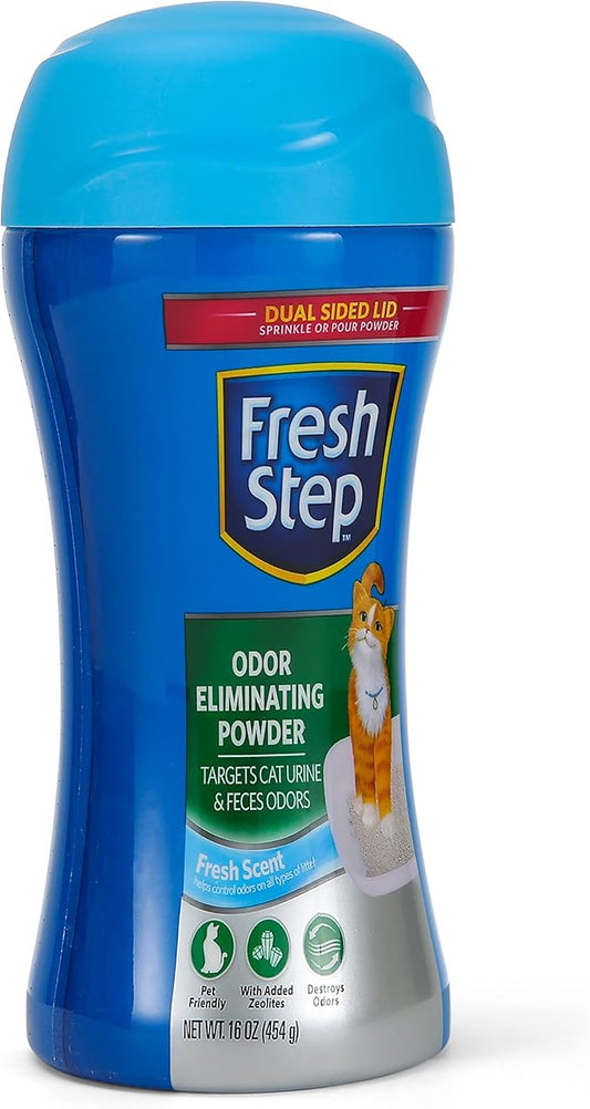 Fresh Step Cat Litter Box Odor Eliminating Powder | Cat Deodorizer for Litter Box | Easy to Use Odor Neutralizing Powder Cat Product for the Home - 16 Ounces (Pack of 2) - PAWPICO
