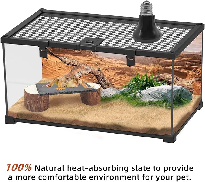 Bearded Dragon Basking Platform with Wooden Pile,Reptiles Hideout Cave,Turtle Basking Rock,Terrarium Habitat Decor Tank Accessories for Tortoise Lizards Snakes Chameleon Style B Gxsdj