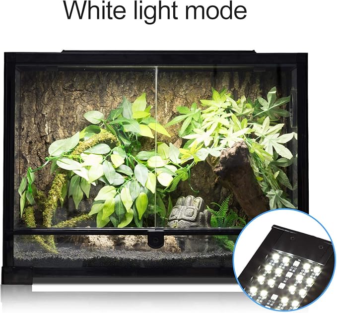 REPTI ZOO Reptile Aquarium Terrarium LED Light Ultra-thin Day and Night Light for Reptiles Aquarium Light, 3-Color Modes LED Light Hood 15W for 18 inch or Larger Terrariums for Reptile Plant Fish Tank REPTIZOO