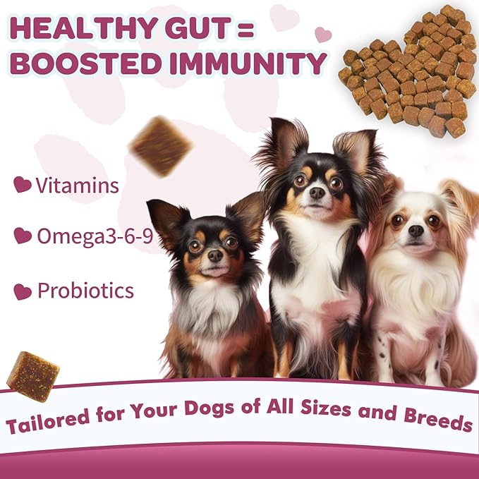 Probiotics for Dogs - Dog Probiotics and Digestive Enzymes for Digestive Health - Plus Fish Oil & Vitamins Supplement for Allergies & Immune & Itchy Skin, 120 Chicken Flavor Probiotic Soft Chews NATURETARGET