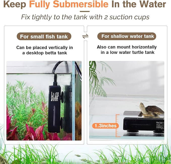 hygger Mini Fish Tank Submersible Heater 20W for 1-5 Gallons Desktop Betta Aquarium Heater with Digital Display Controller Adjustable Temperature hygger