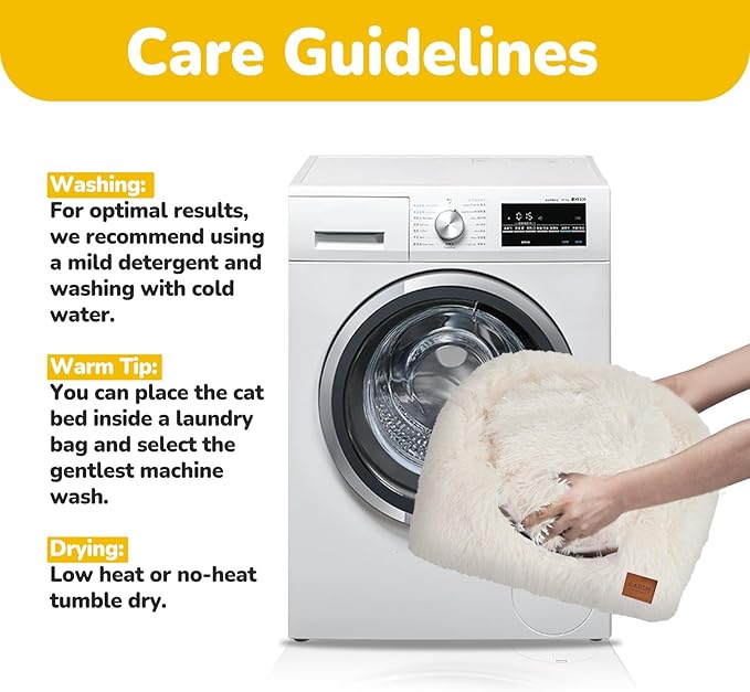 CATISM Cat Bed, Cat Cave for Indoor Cats, Soft Cat Dome, Self-Warming 2 in 1 Foldable Pet Cat House with Washable Cushioned Pillow Calming Fluffy Dog Beds for Small Dogs with Anti-Slip Bottom White - PAWPICO