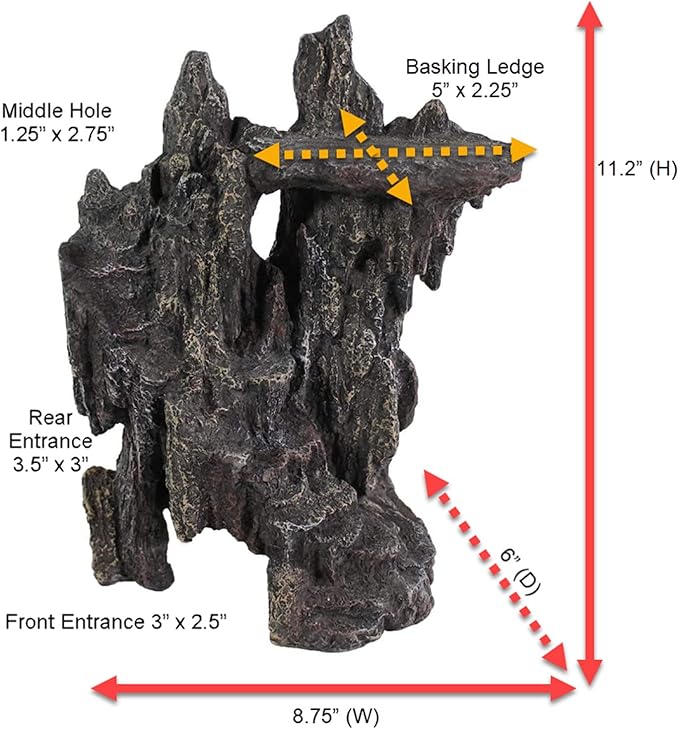 Penn-Plax Reptology Shale Step Ledge Cave Hideout - Aquarium & Terrarium Decoration - for Fish, Reptiles, Amphibians, and Small Animals - Large 2 (REP189) Penn-Plax