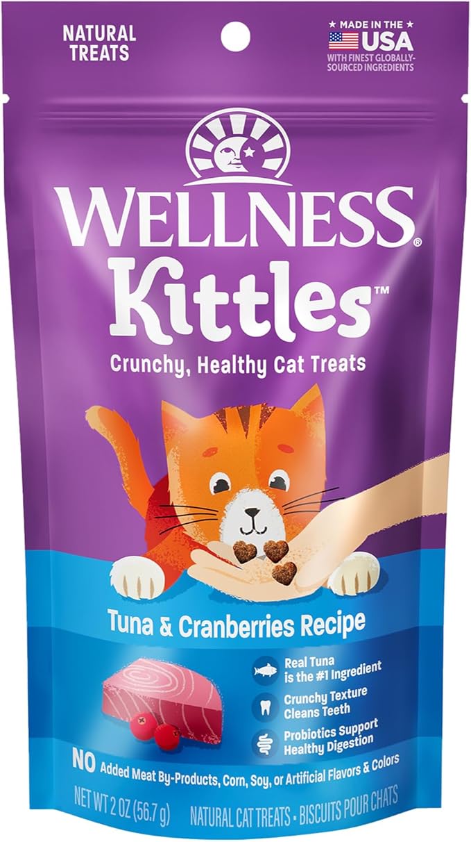 Wellness Kittles Crunchy Natural Grain Free Cat Treats, Tuna & Cranberry, 2-Ounce Bag WellnessNaturalPetFood